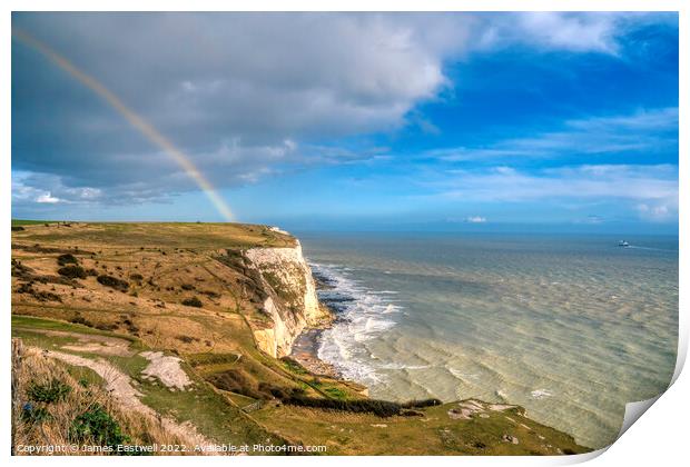 Rainbow over the white cliffs of Dover Print by James Eastwell