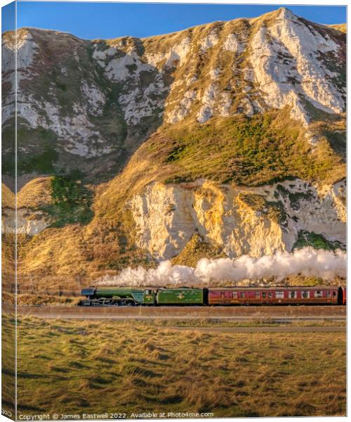 Flying Scotsman passing White cliffs of Dover Canvas Print by James Eastwell