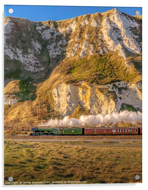 Flying Scotsman passing White cliffs of Dover Acrylic by James Eastwell