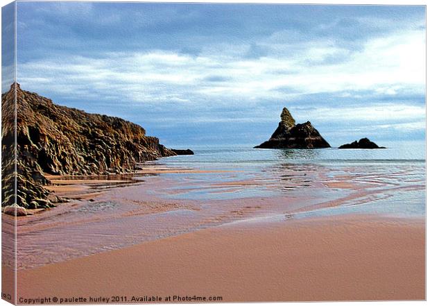 Church Rock,Broadhaven. Canvas Print by paulette hurley