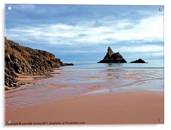 Church Rock,Broadhaven. Acrylic by paulette hurley