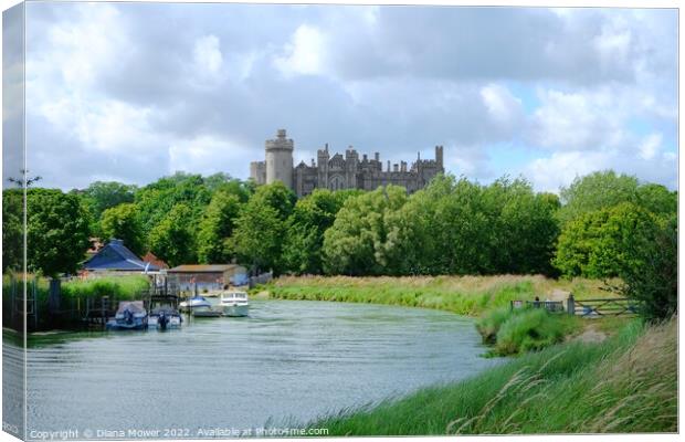 Arundel River Arun and Castle View Canvas Print by Diana Mower