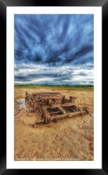 Very old remains of an abandoned a34 comet tank Framed Mounted Print by Mark Harvey
