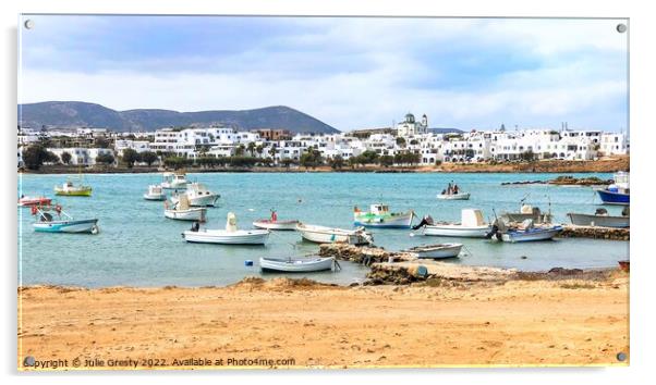 Naoussa Paros Fishing Boats Acrylic by Julie Gresty