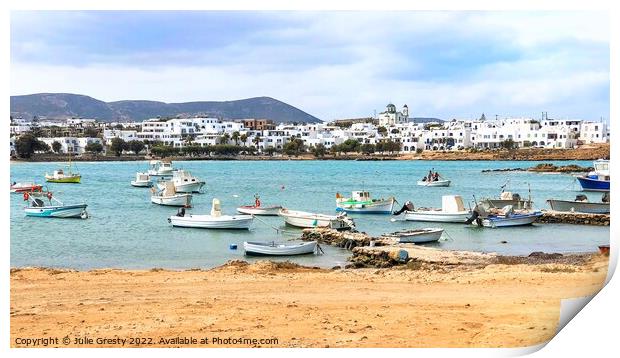 Naoussa Paros Fishing Boats Print by Julie Gresty