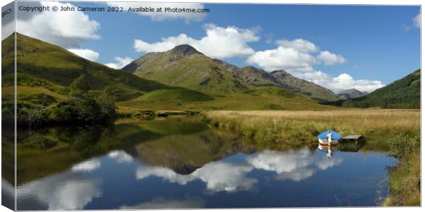 Kinlocharkaig at the head of Loch Arkaig. Canvas Print by John Cameron