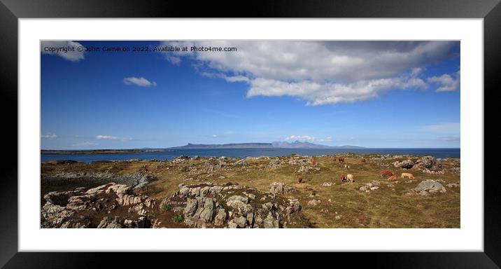 Isles of Rum and Eigg from Rhu in Arisaig. Framed Mounted Print by John Cameron