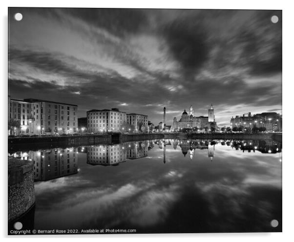 Liverpool Night Albert Dock 1998 Acrylic by Bernard Rose Photography