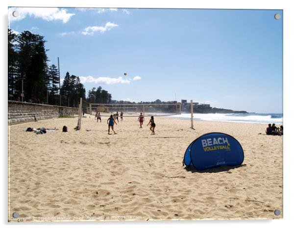 Beach Volleyball Manly Acrylic by Stephen Hamer