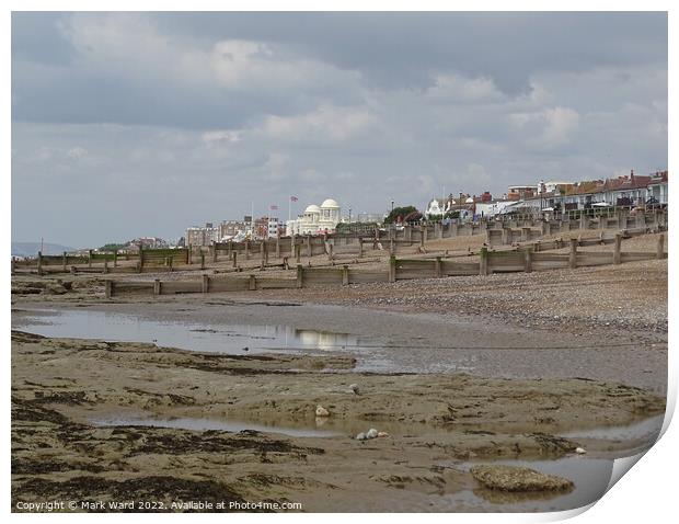 Bexhill Beach at Low Tide Print by Mark Ward