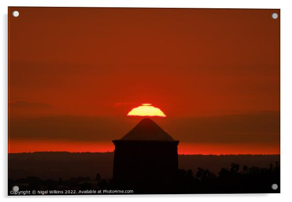 Burton Dassett Sunset Acrylic by Nigel Wilkins
