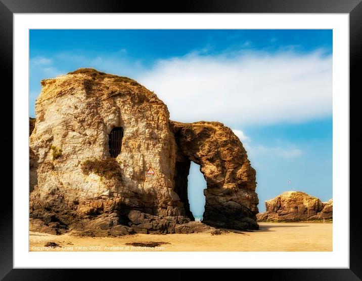 Perranporth Beach Rock Arch Cornwall Framed Mounted Print by Craig Yates