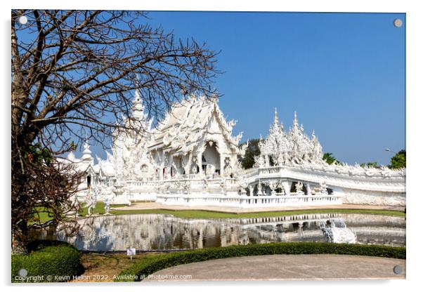 Wat Rong Khun or the White Temple, Acrylic by Kevin Hellon