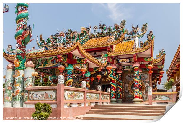 Chinese temple, Mae Sot, Thailand Print by Kevin Hellon
