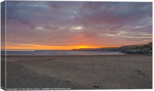 Bigbury beach sunset Canvas Print by Ian Stone