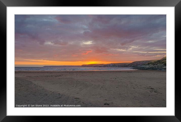Bigbury beach sunset Framed Mounted Print by Ian Stone
