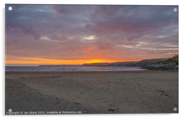 Bigbury beach sunset Acrylic by Ian Stone
