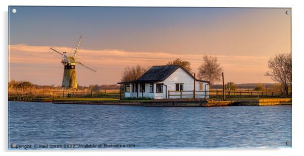 Sunset at Thurne Mill Acrylic by Paul Smith