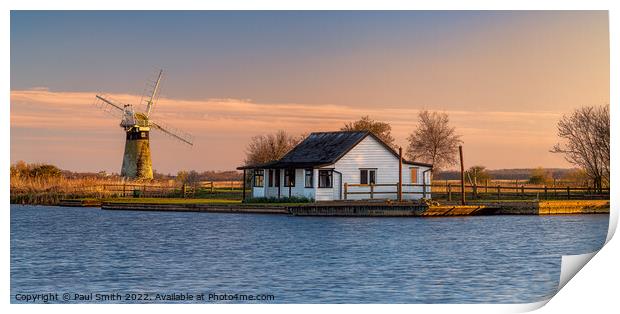 Sunset at Thurne Mill Print by Paul Smith