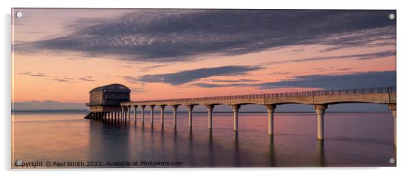 Bembridge Pier Sunset Acrylic by Paul Smith