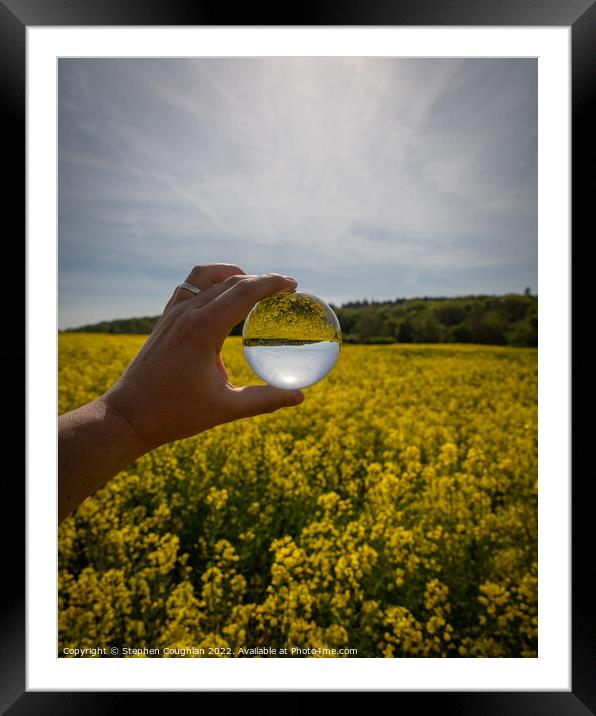 Rapeseed Field through Lensball Framed Mounted Print by Stephen Coughlan