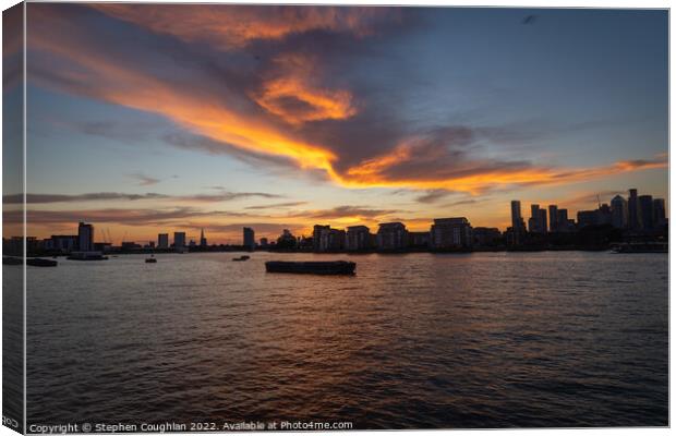Sunset from Greenwich Canvas Print by Stephen Coughlan