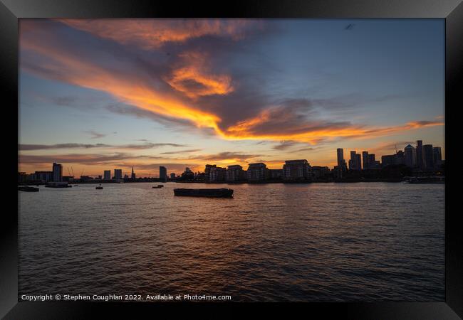 Sunset from Greenwich Framed Print by Stephen Coughlan