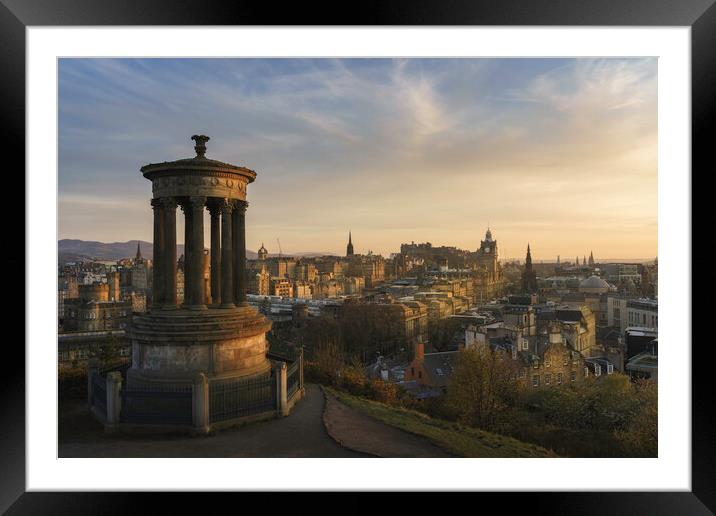 Calton Hill Golden Hour  Framed Mounted Print by Anthony McGeever