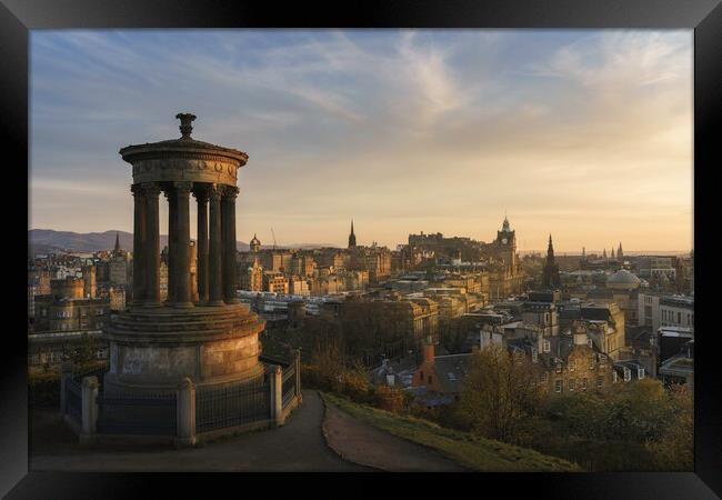 Calton Hill Golden Hour  Framed Print by Anthony McGeever