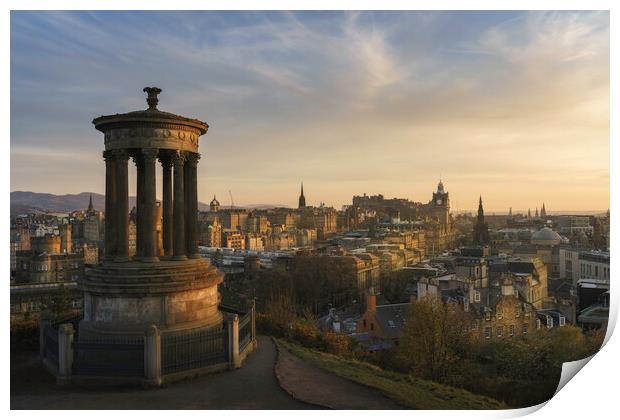Calton Hill Golden Hour  Print by Anthony McGeever