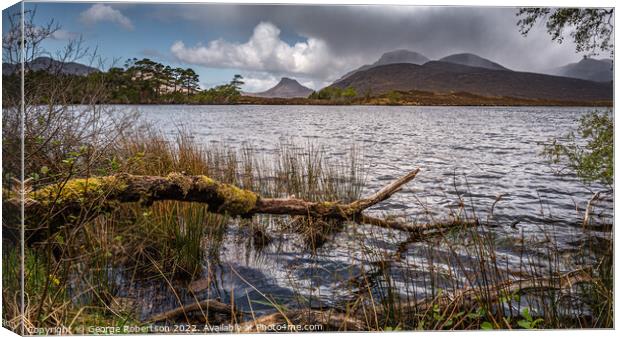 Loch cùl dromannan and the hills of Stac Pollaidh and Cul Mor Canvas Print by George Robertson