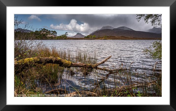 Loch cùl dromannan and the hills of Stac Pollaidh and Cul Mor Framed Mounted Print by George Robertson