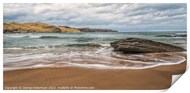 Waves on beach at Strathy Bay Print by George Robertson