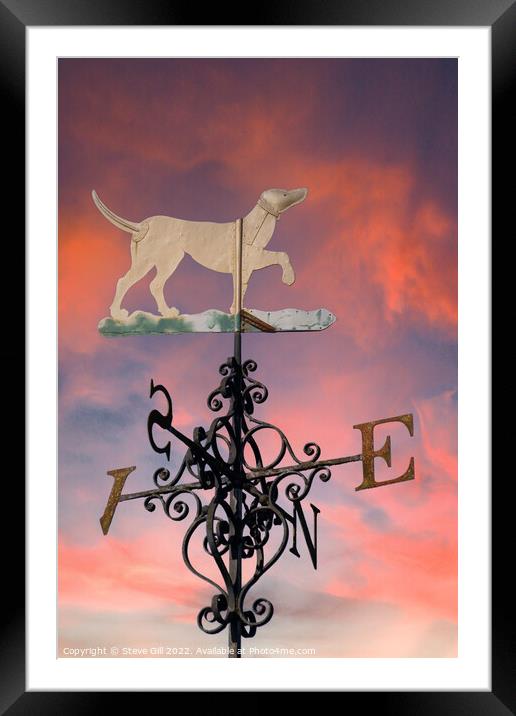 Ornamental Steel Weathervane Against an Evening Sky  Framed Mounted Print by Steve Gill