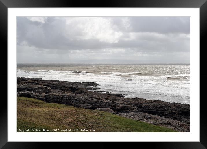 Stormy sea Ogmore Wales Framed Mounted Print by Kevin Round
