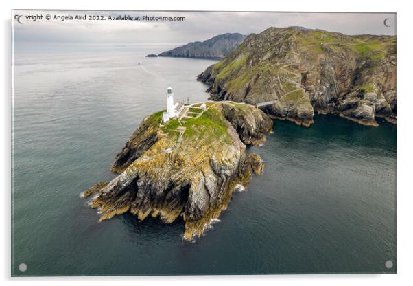 South Stack Lighthouse. Acrylic by Angela Aird