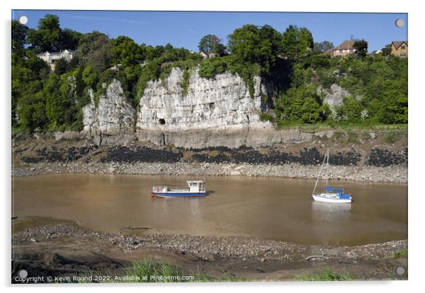 Boats River Wye Chepstow Wales Acrylic by Kevin Round