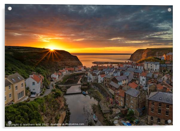 Serene Sunrise over Staithes Acrylic by Northern Wild