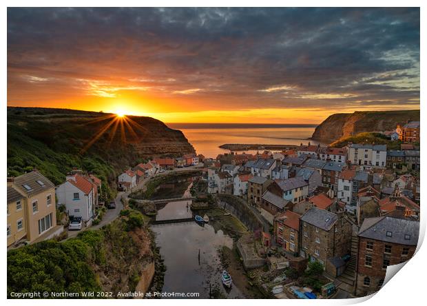 Serene Sunrise over Staithes Print by Northern Wild