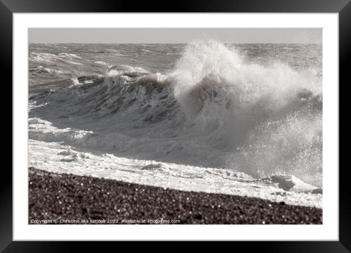 Big Waves Coming Up The Beach Framed Mounted Print by Christine Kerioak