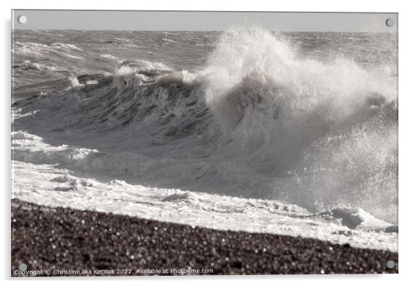 Big Waves Coming Up The Beach Acrylic by Christine Kerioak