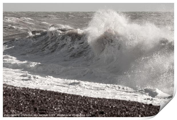 Big Waves Coming Up The Beach Print by Christine Kerioak