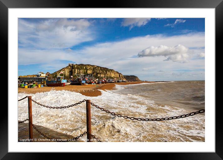 Hastings Old Town Beach Framed Mounted Print by Christine Kerioak
