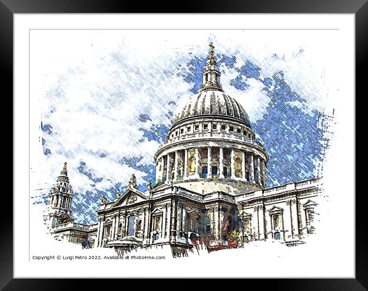 Majestic St Pauls Cathedral in London Framed Mounted Print by Luigi Petro