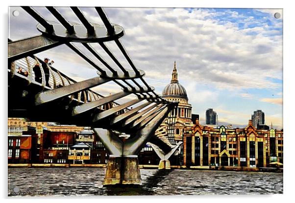 Londons Iconic Millennium Bridge Acrylic by Luigi Petro