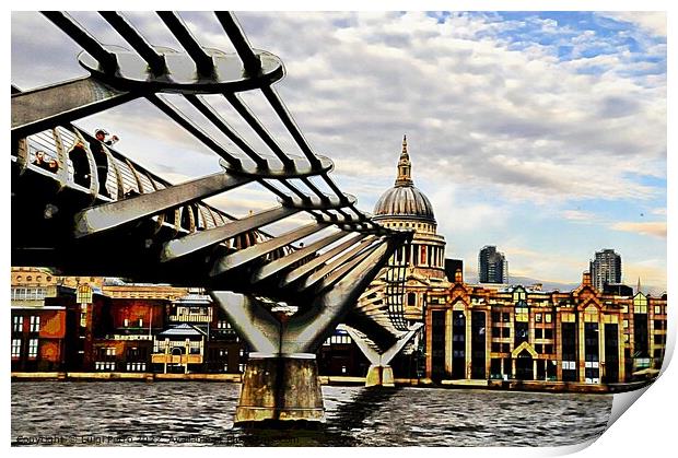 Londons Iconic Millennium Bridge Print by Luigi Petro
