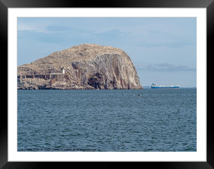 Bass Rock Lighthouse with tanker passing Framed Mounted Print by chris hyde