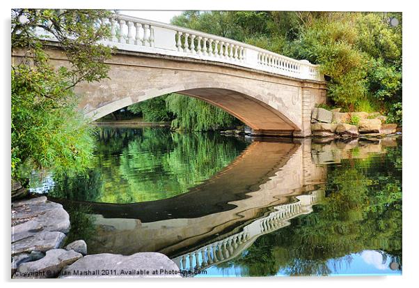 Reflections Through the Bridge. Acrylic by Lilian Marshall