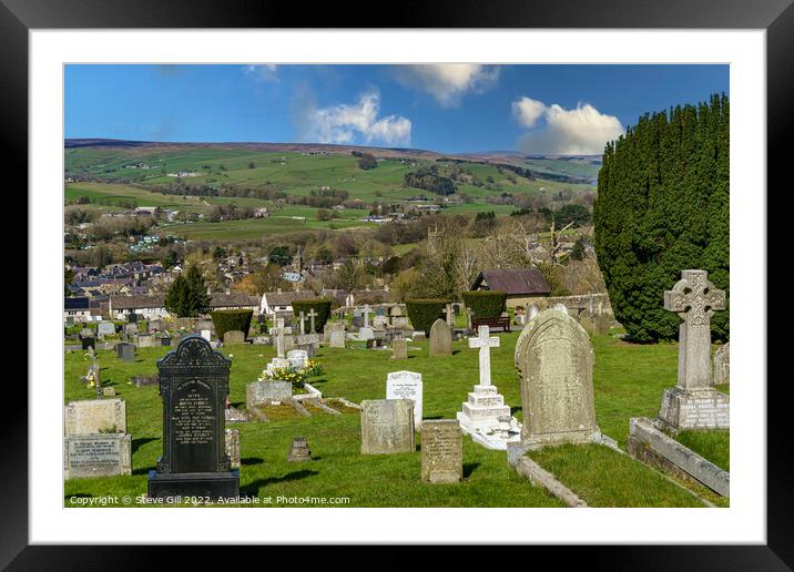 Gravestones at Pateley Bridge Cemetery. Framed Mounted Print by Steve Gill