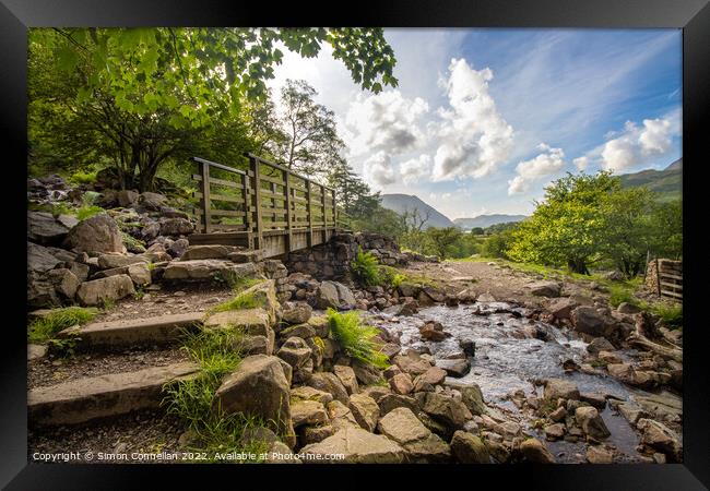 Walking bridge, Buttermere Framed Print by Simon Connellan